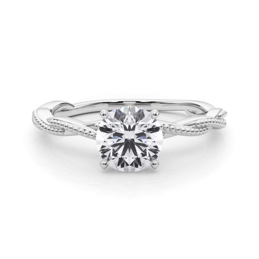 Twisting Milgrain Sterling Silver Solitaire Lab Grown Diamond Ring VS F 1.00 Ct