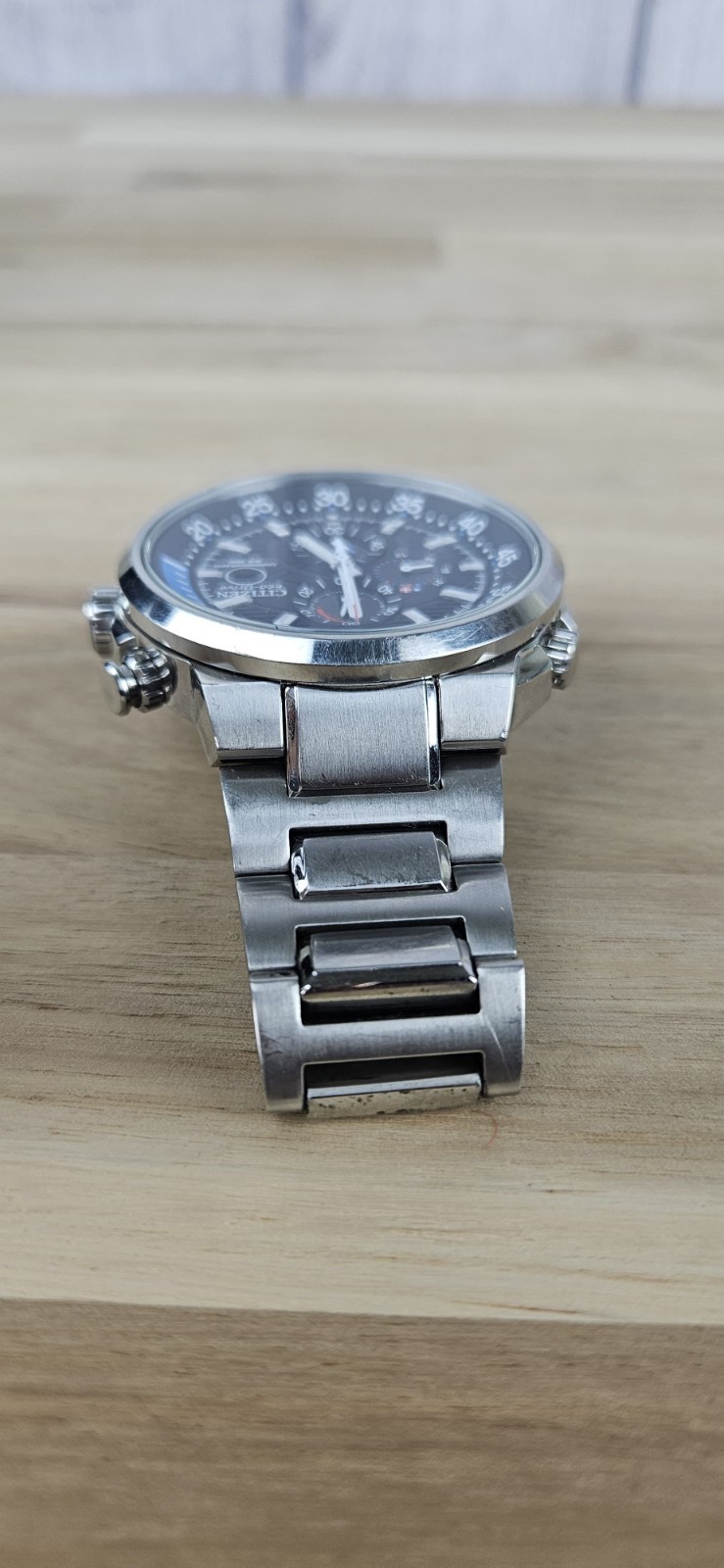 Citizen Eco-Drive Chronograph Solar Quartz 48.5mm BlueDial WR200 Watch Working