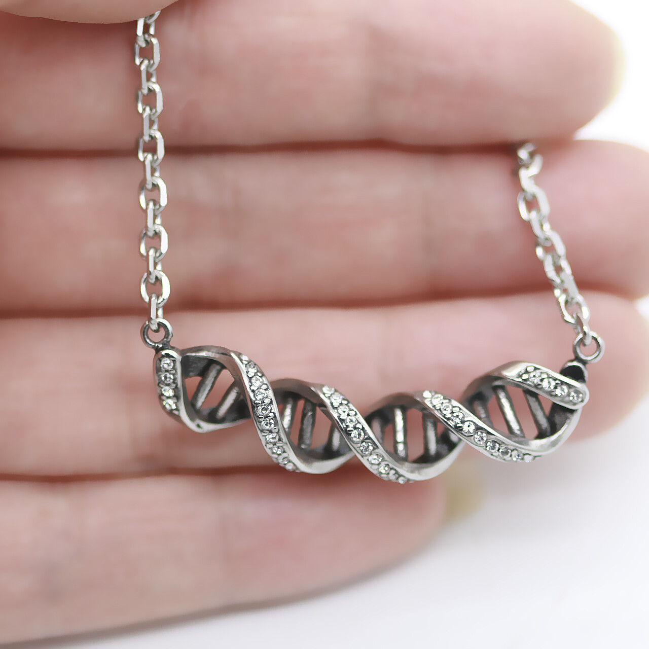 DNA necklace 316L stainless steel with crystal by Controse