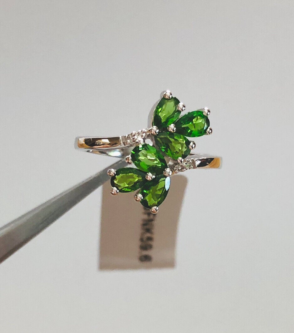1.2 Ct Russian Chrome Diopside Sterling Silver Ring Size 6