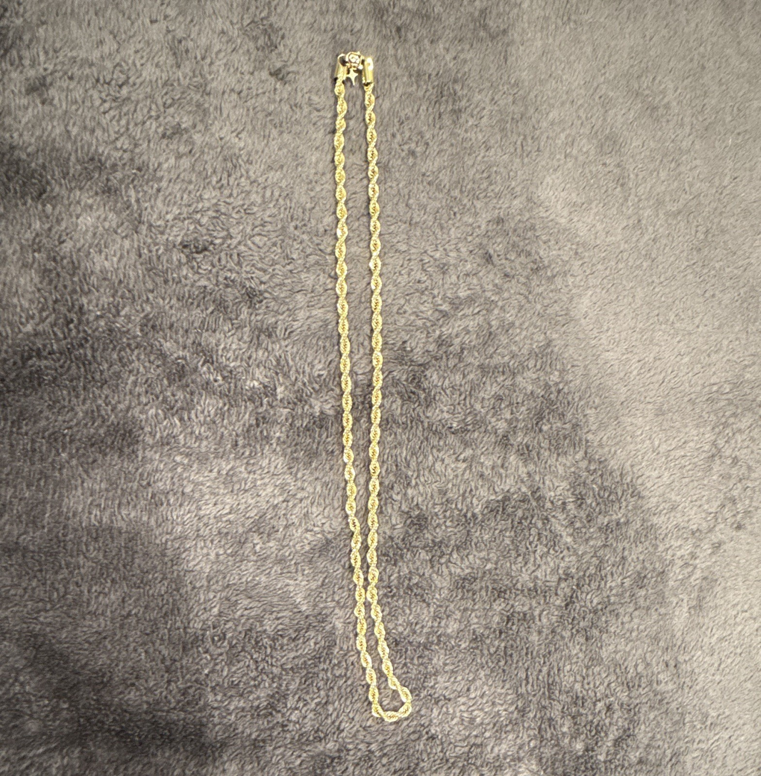 Gold Tone Metal Rope Chain Necklace with Lobster Clasp, No Stones