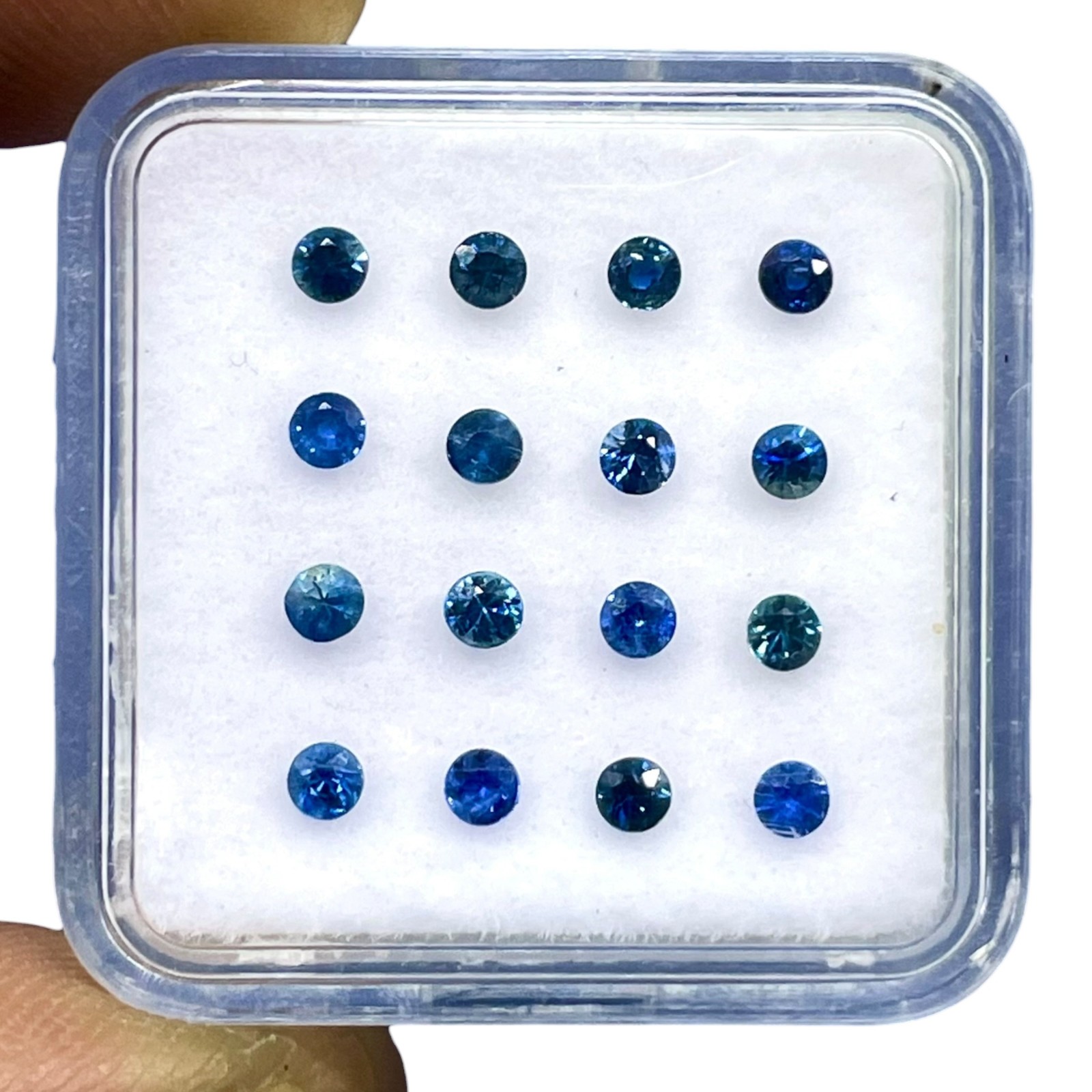 16 Pcs Natural Sri Lanka Blue Sapphire 2.4mm Round Diamond Cut Loose Gemstones