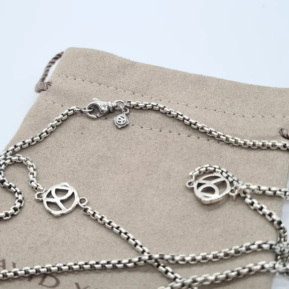 David Yurman Logo Station Necklace in Sterling