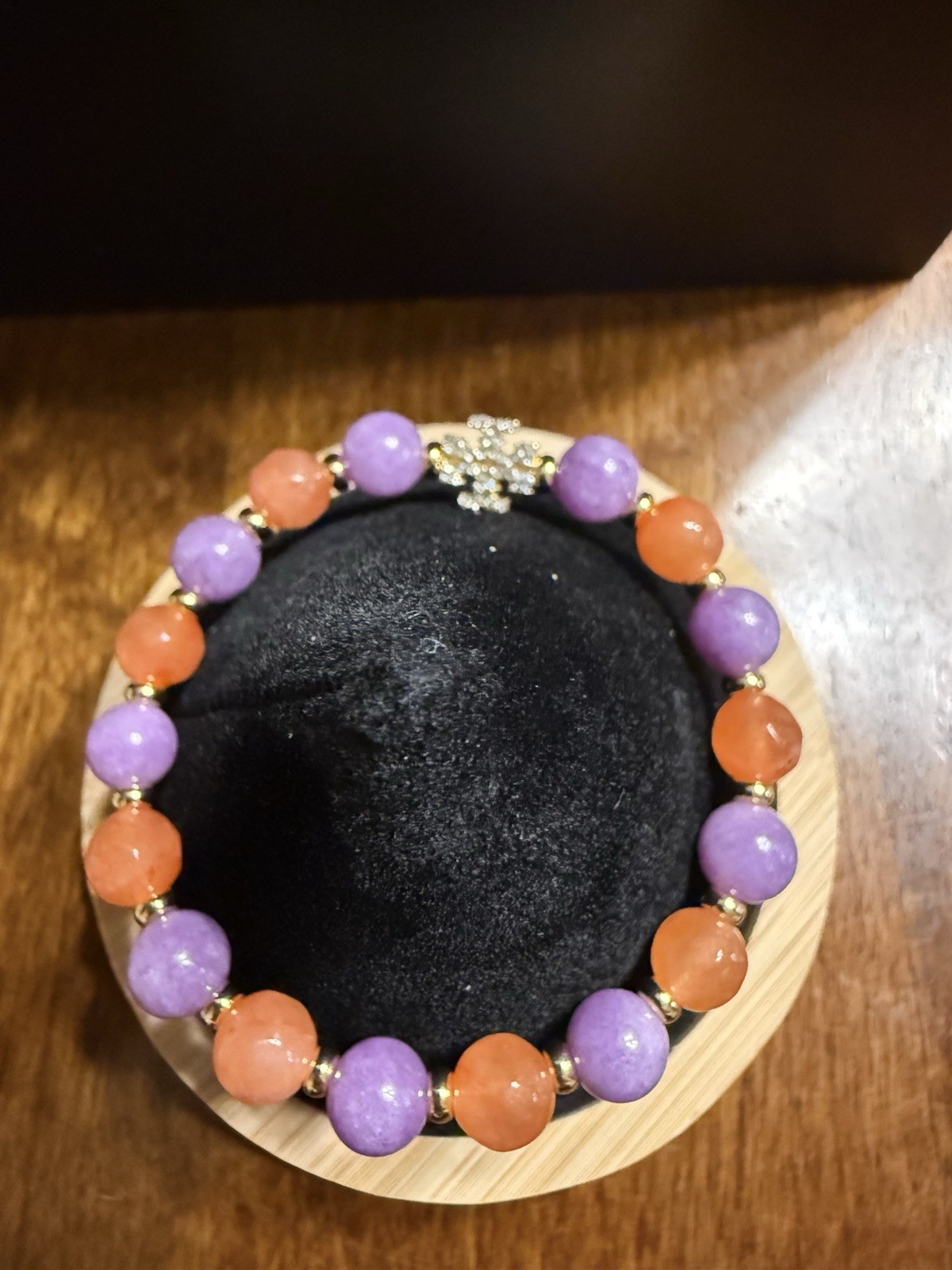 RARE NEW Tory Burch Gold Logo Beaded Beads Purple Orange Boho Bracelet