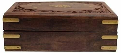 Rosewood Keepsake Box Jewelry Trinket Organizer Handcrafted Elephant and Floral