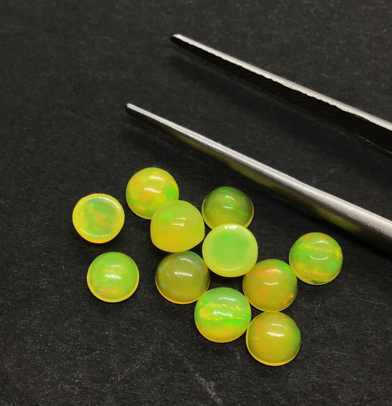 Opal Round Flat Back AAA Natural Ethiopian Yellow Loose Gemstone For All Jewelry