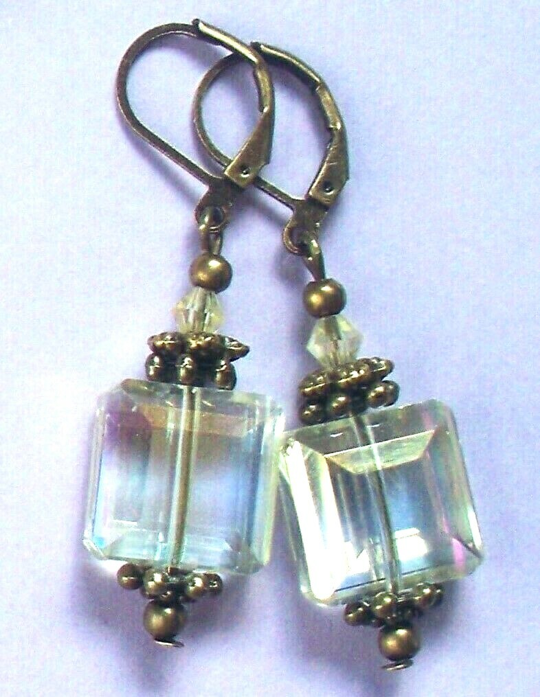 colorized CRYSTAL drops Lever back handcrafted YOU CHOOSE XX