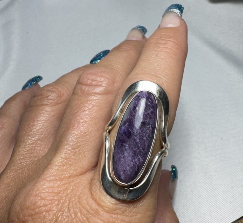 Dominique Dinouart DDD Sterling Silver Charoite Bracelet Ring Set 925 Mexico Mod