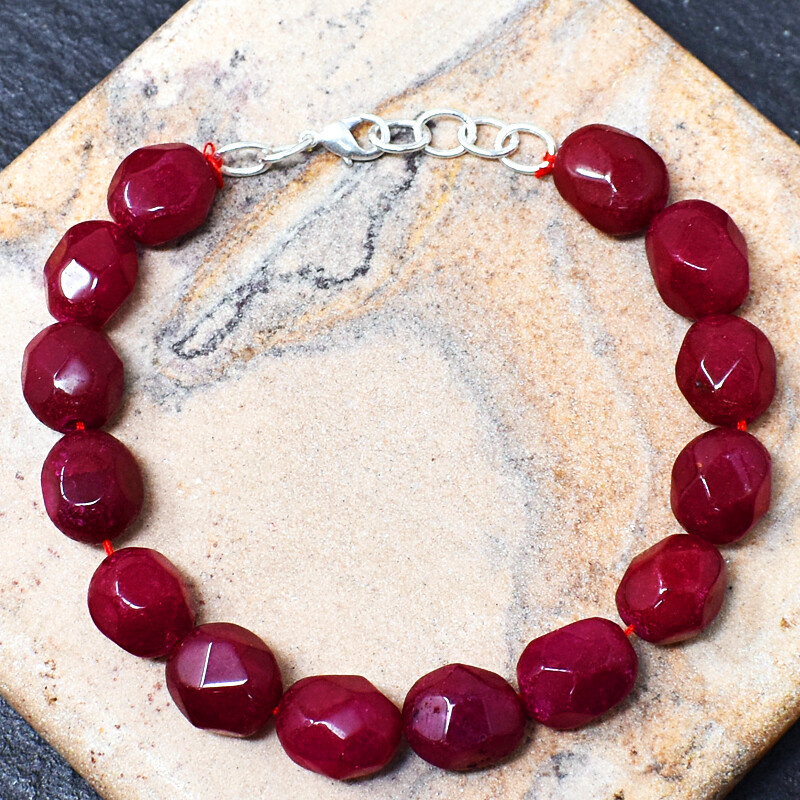 Red Ruby 117.00 Cts Earth Mined 7 Inches Long Oval Cut Beads Bracelet NK 04E152