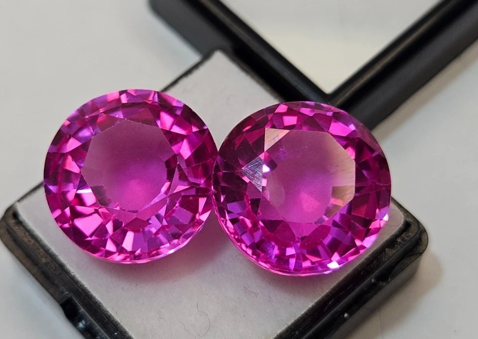 Sapphire Pink Pair of 35+ Ct Natural Round Cut For Jewellery Making Gemstone
