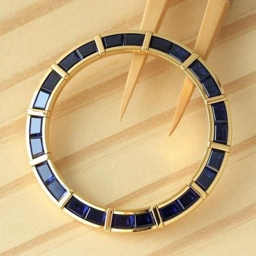 24 Baguette Synthetic Dark Blue Sapphire Gold Watch Bezel for Rolex Daytona 40mm