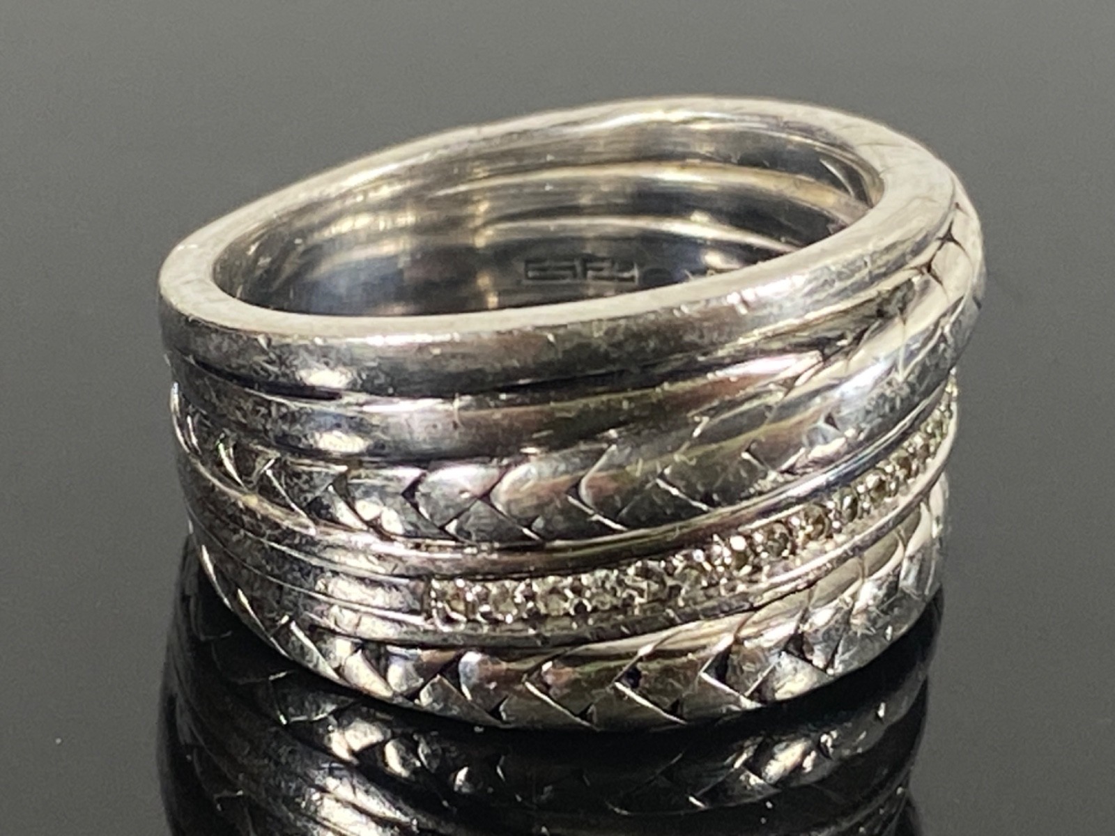 EFFY DESIGNER STERLING SILVER 925 Ring Band Size 7 Five Strands 8.3g
