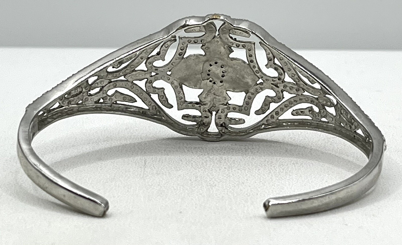 Vintage KARIS STS Silver plated FAUX MARCASITE Crystal CUFF Bracelet LOVELY