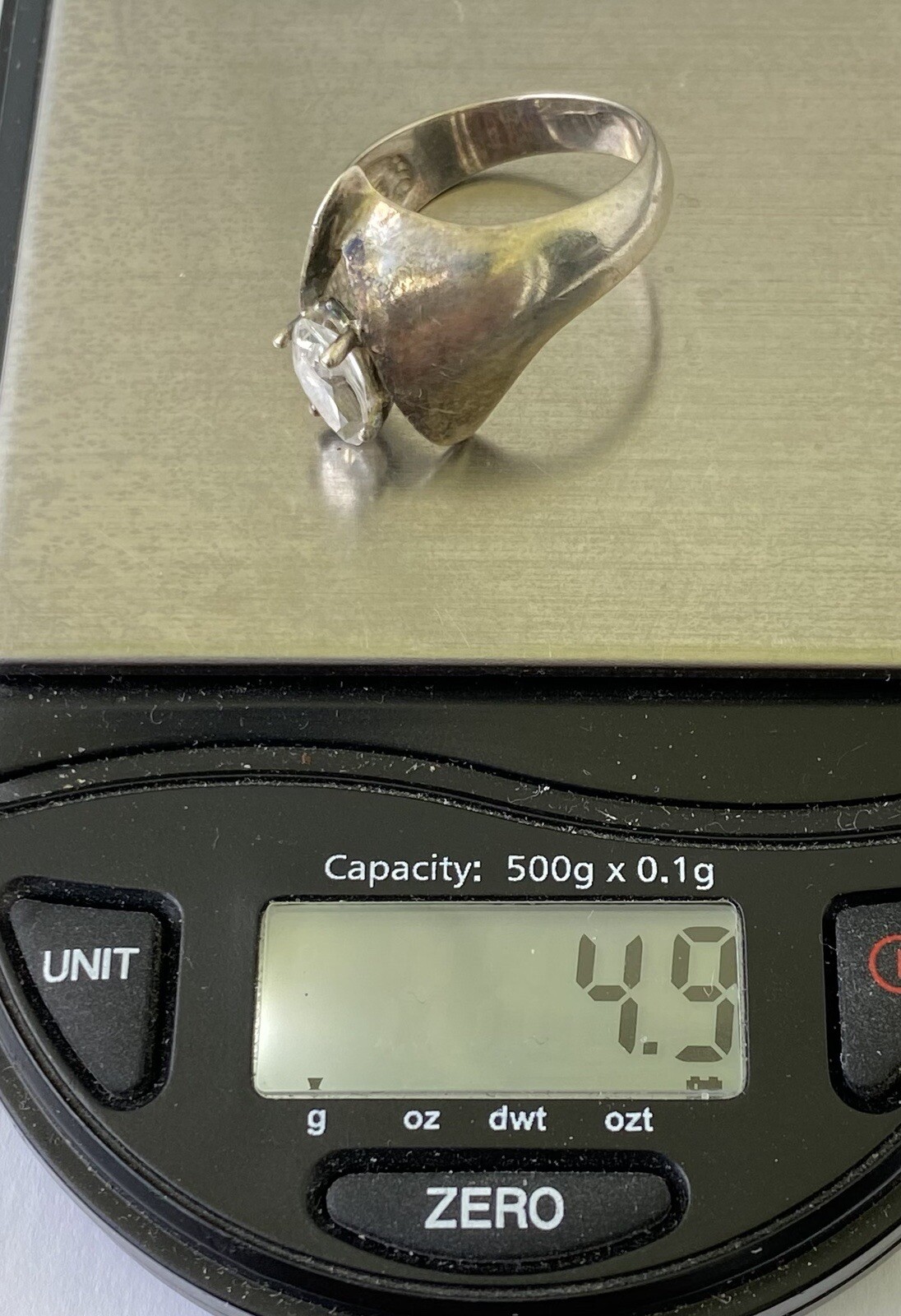 Signed 925 Korea, Sterling, CZ/Cubic Zirconia Gem, Ring Size 7