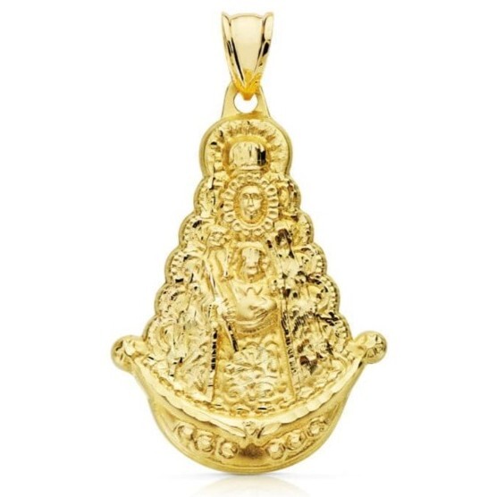18K Gold Pendant Medal Virgen Del Rocío 35 X 25 MM 4.40 Grams