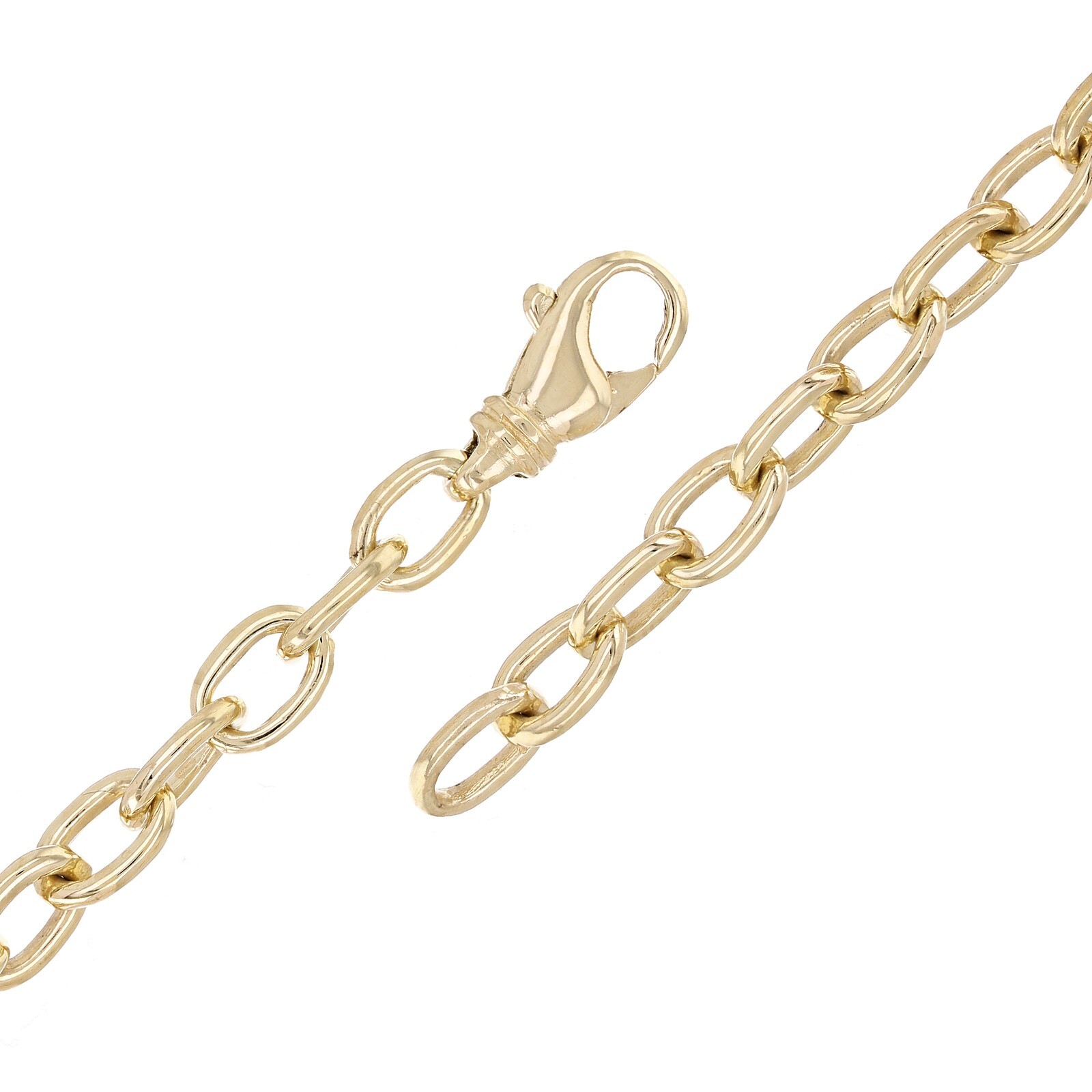 14k Yellow Gold Solid Handmade Oval Link Chain Bracelet 8″ 6.9mm 20 grams