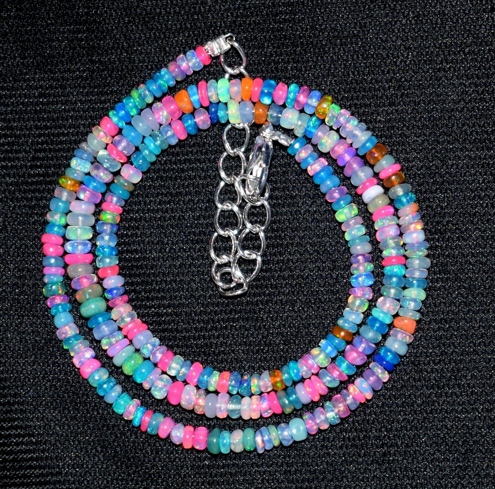 AAA+ Natural Ethiopian Opal Wello Fire Opal Gemstone Beads 16″Necklace F1870