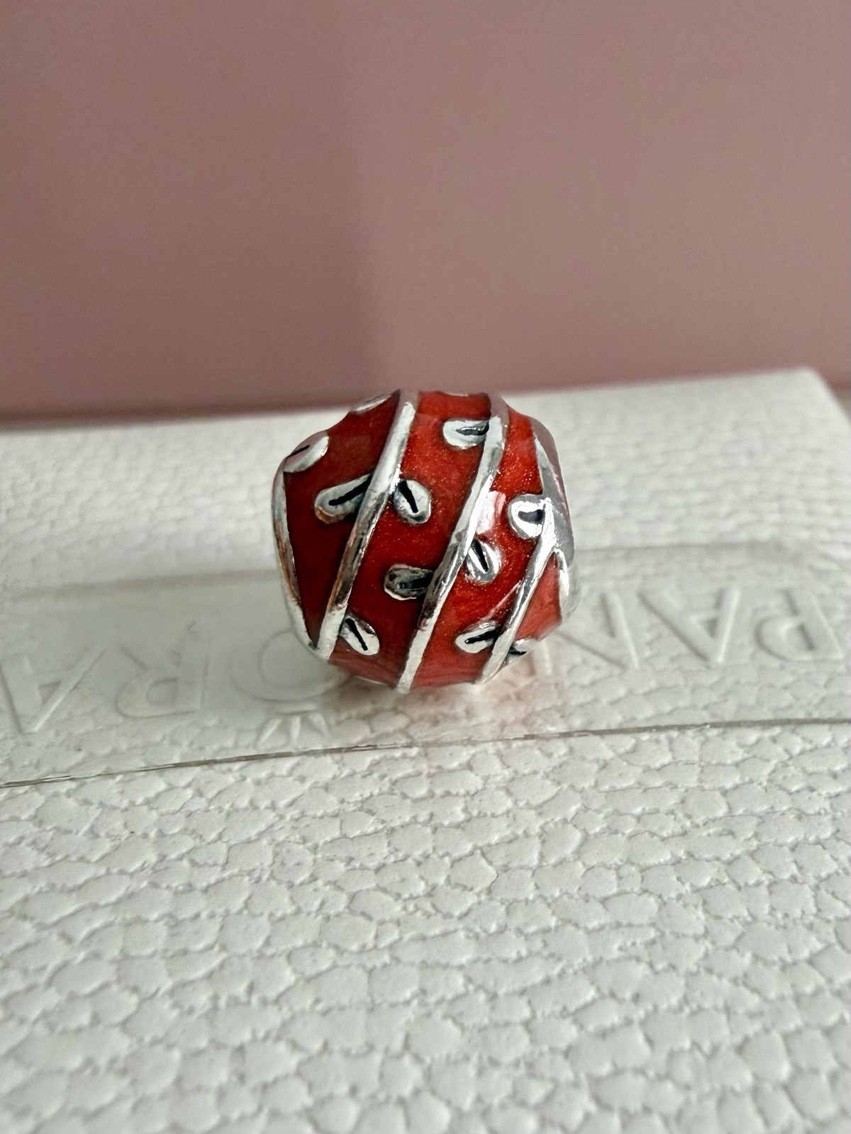 PANDORA STERLING SILVER RED VINES ENAMEL CHARM #790525EN17 AUTHENTIC RETIRED