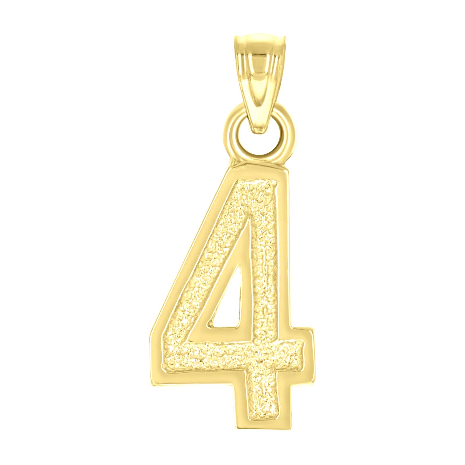 14k Yellow Gold Unisex Initial Number 4 Charm Pendant
