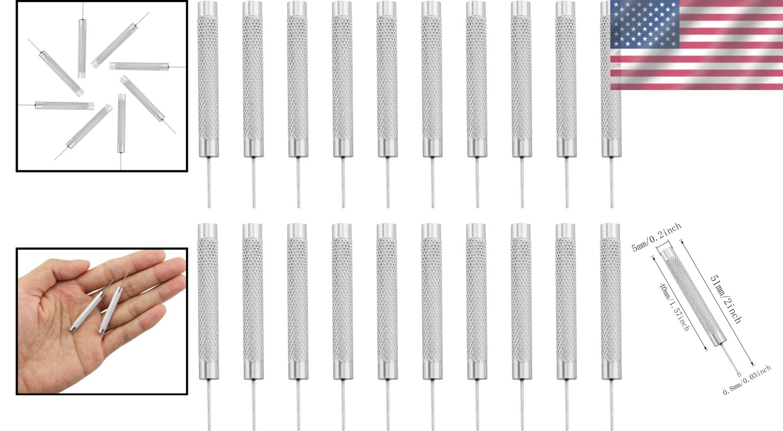 High-Quality 20pc Watch Link Remover Tool – Durable Aluminum 0.8mm Pins