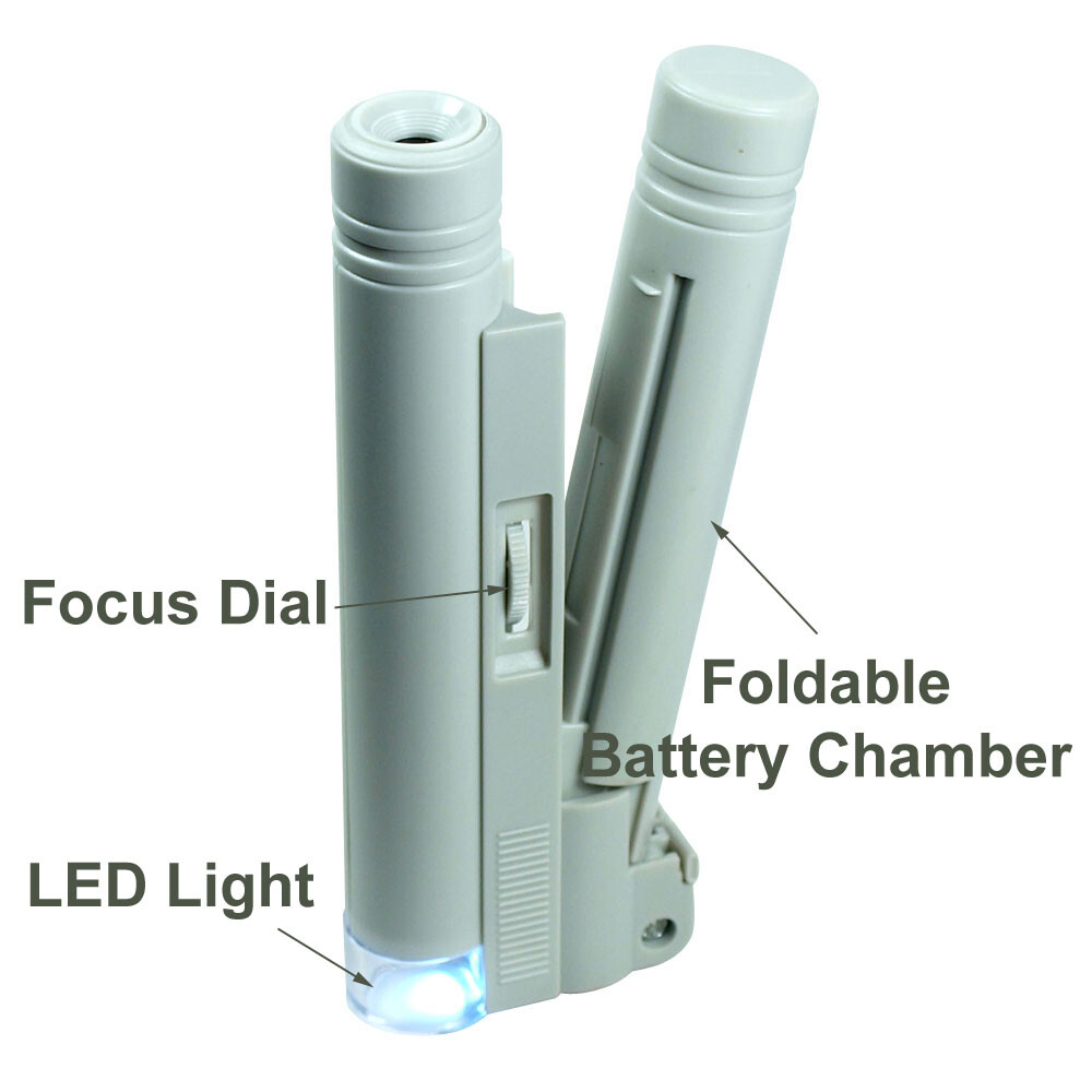 100X Zoom Handheld Lighted Microscope Jewelers Magnifier Loupe # MG10085