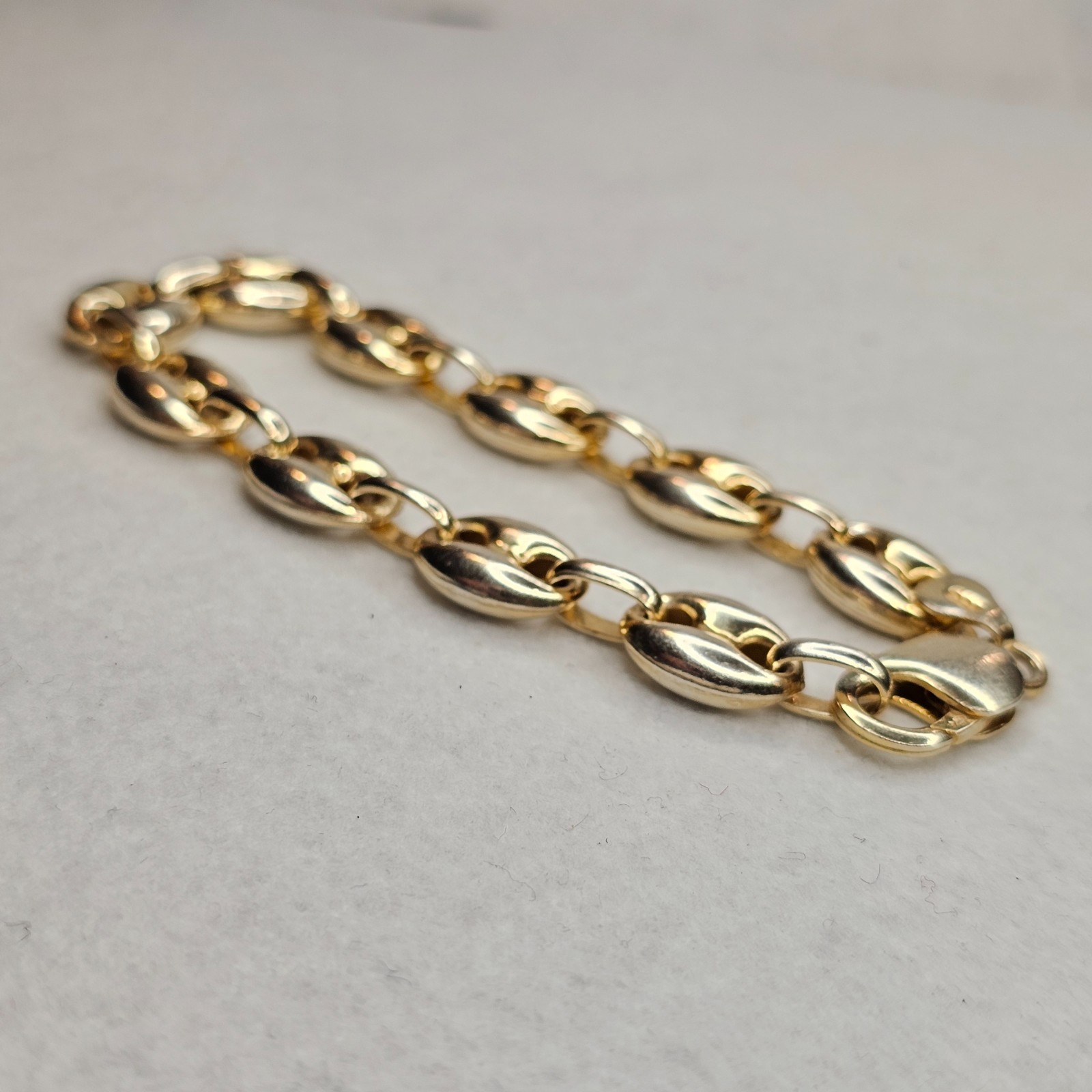Vintage 925 Sterling Silver Gold Vermeil Puffy Gucci Link Bracelet 11mm 7.25″