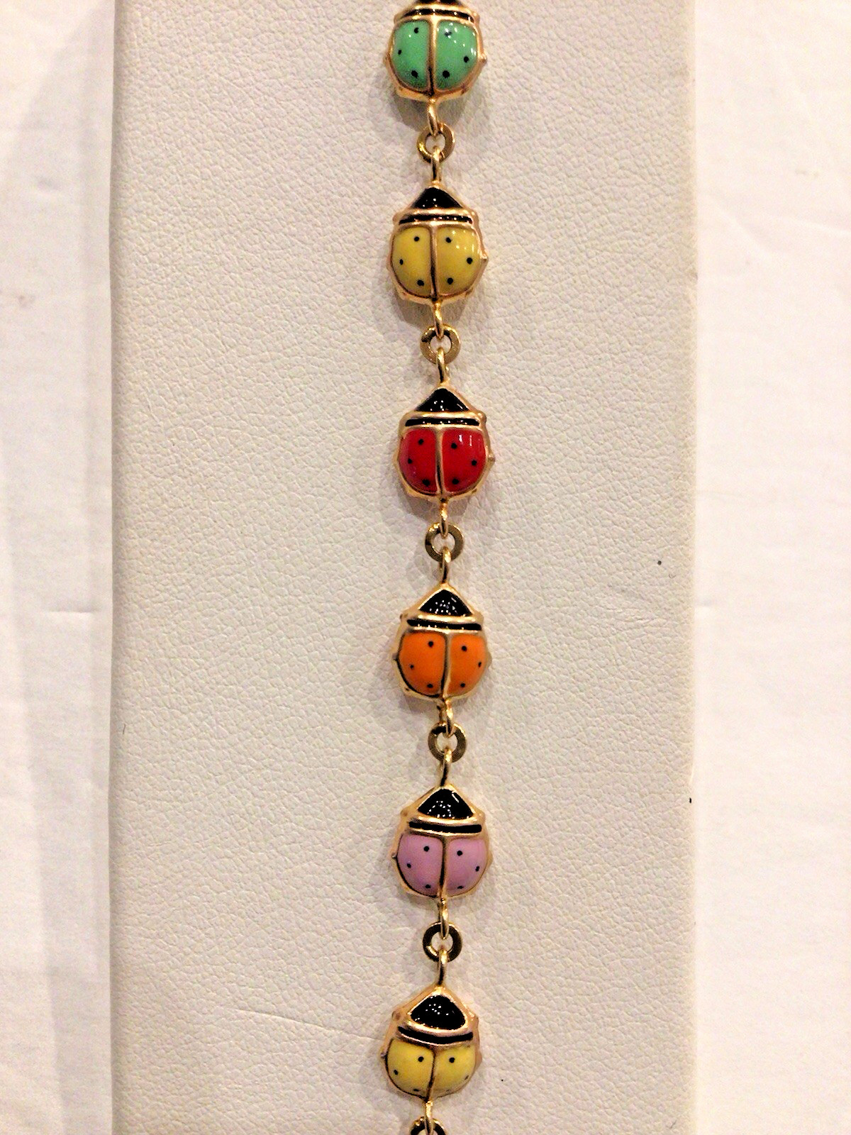 14K Yellow Gold Enamel Ladybug Bracelet 3 Grams 6 3/4 Inches Made in Bolivia NWT