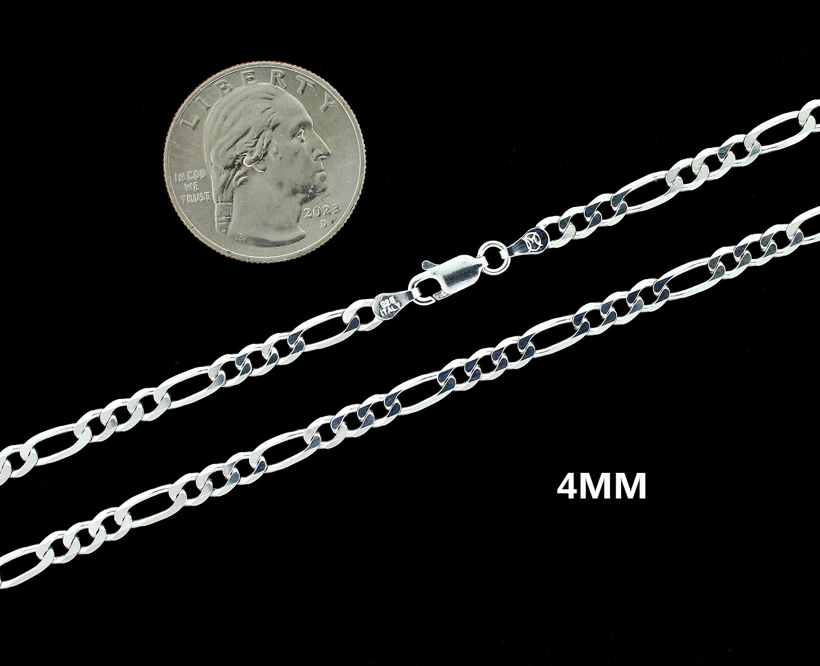 Real 925 SOLID Sterling Silver Italian FIGARO LINK Chain Bracelet or Necklace
