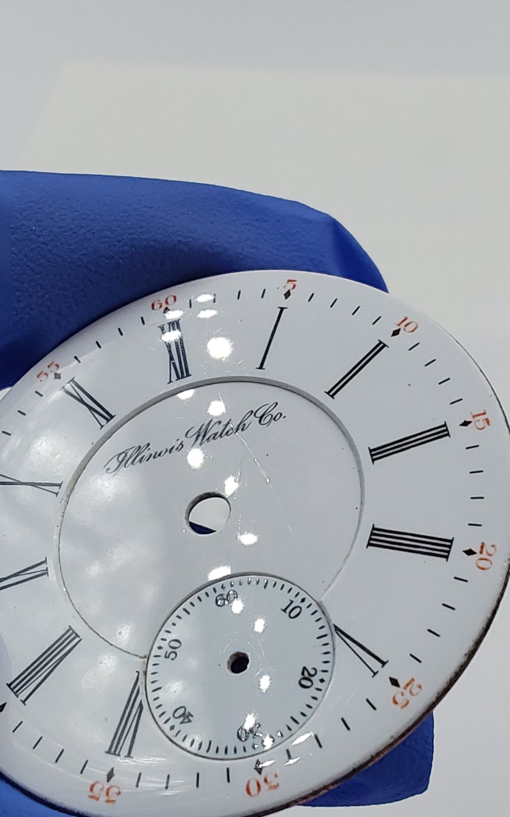 Illinois 45.4mm Double Sunk Enamel Pocket Watch Dial Only 1976
