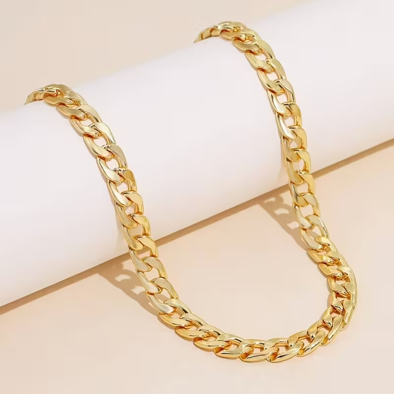 Golden Toned Chunky Chain Necklace Fashion Jewelry Hip Hop Punk Women Men Gift
