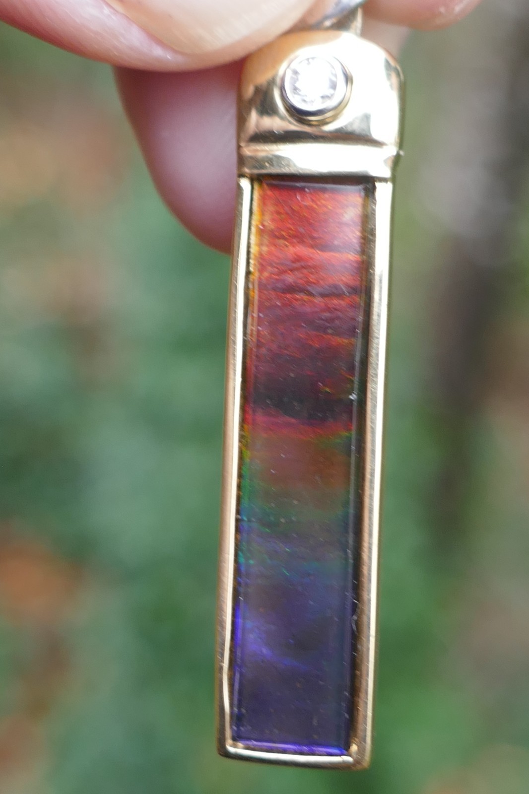 Designer Korite 18kt Yellow/White Gold Ammolite & Diamond Pendant / Enhancer