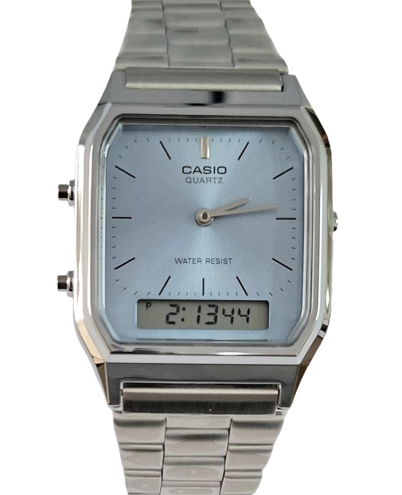 CASIO AQ-230A-2A1 Retro Vintage Blue Dual time Stainless Steel Band Watch