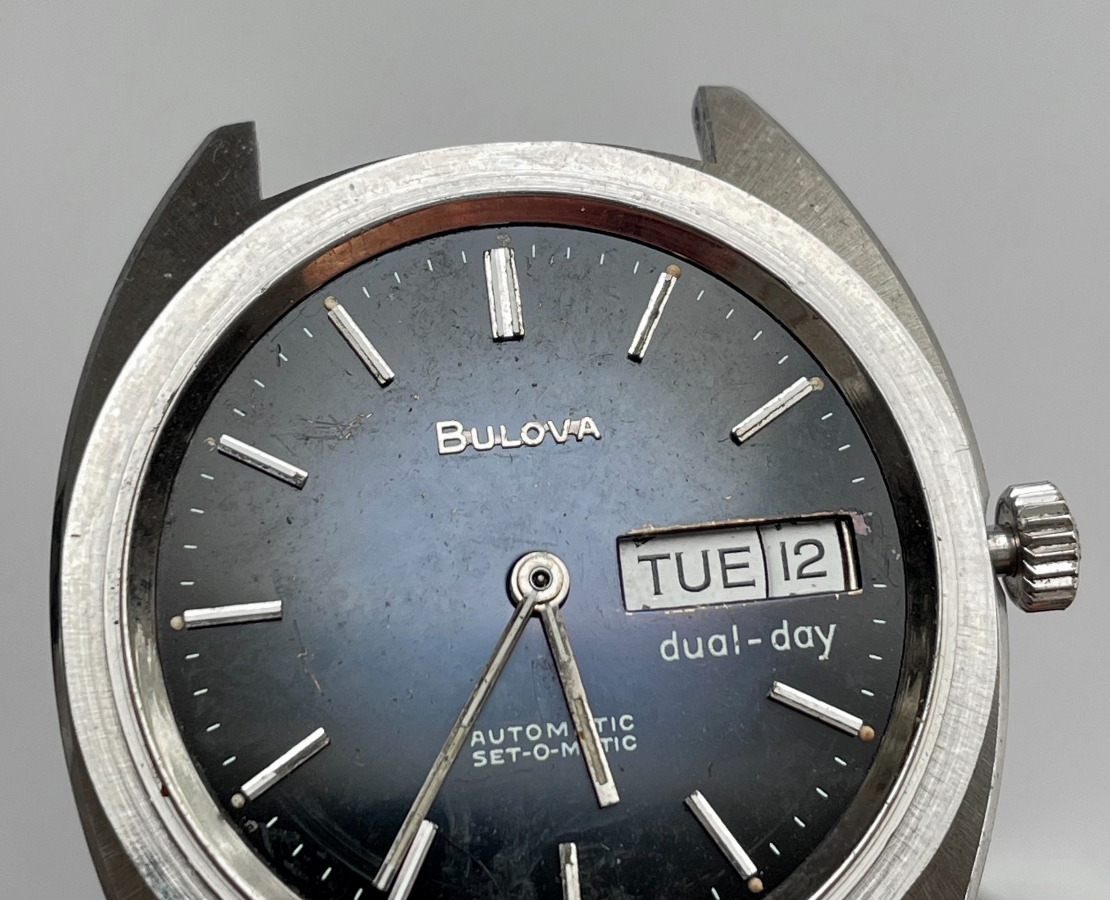 Vintage Bulova Dual Day Automatic Watch Movement N7 Parts Repair 35.6mm Case