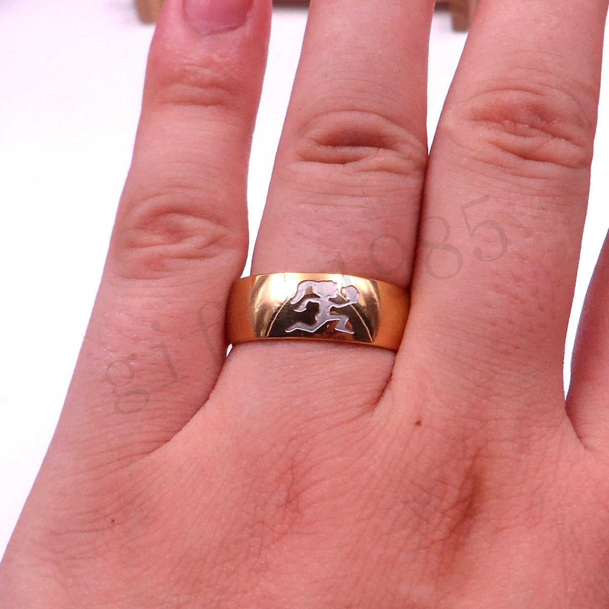 HATCHETMAN GIRL GOLDEN RING STAINLESS STEEL ICP Etching TWIZTID HIGHLY POLISHED