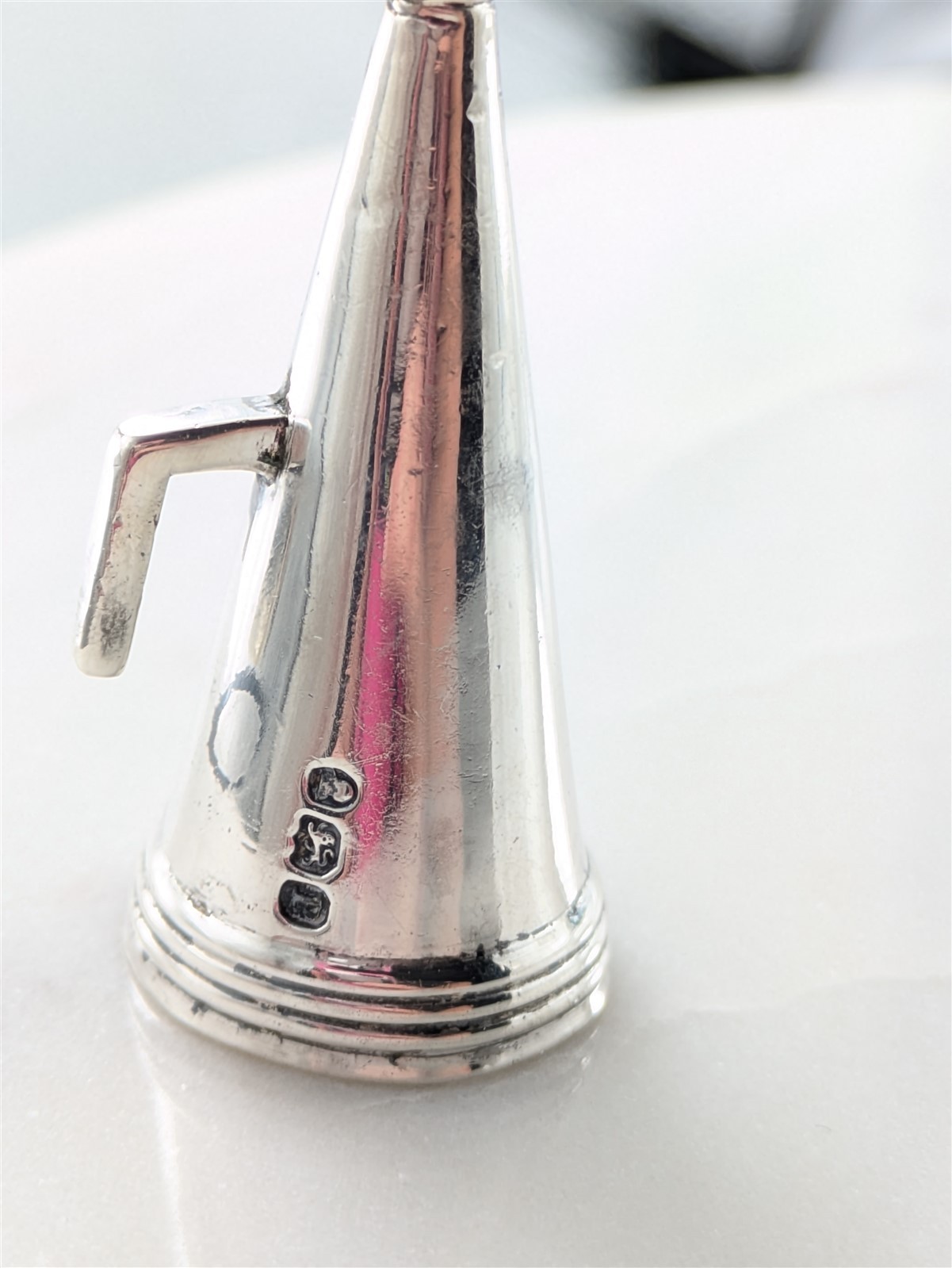 Vintage Solid Sterling Silver Cheer Cone Cheerleader Megaphone Pendant 8.8 Grams