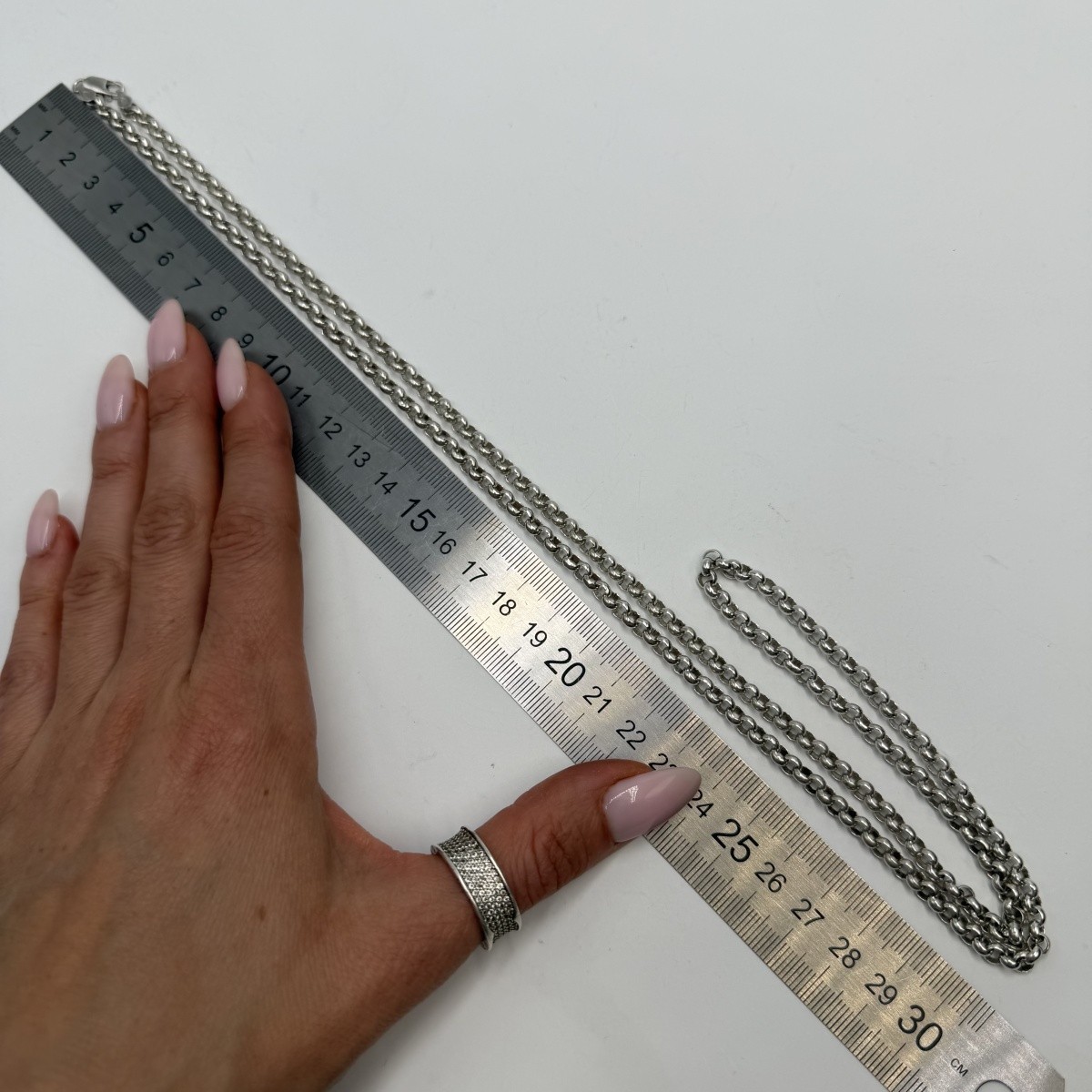 Long Vintage 925 Silver Rolo Belcher Chain Necklace Oxidized Unisex 84cm
