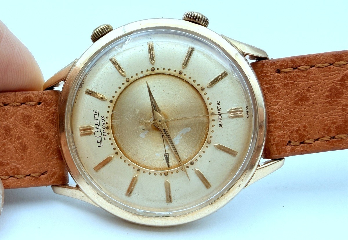 1950s JAEGER-LECOULTRE AUTOMATIC MEMOVOX ALARM ORIGINAL DIAL K815 JUMBO 38mm BOX