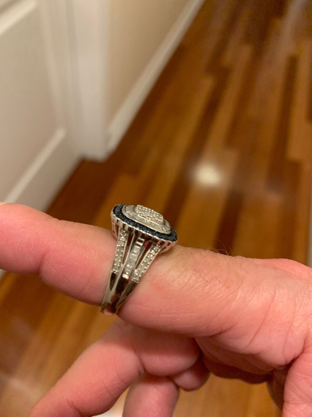.75 Carat (ctw) White and Blue Diamond Cocktail Ring in Sterling Silver
