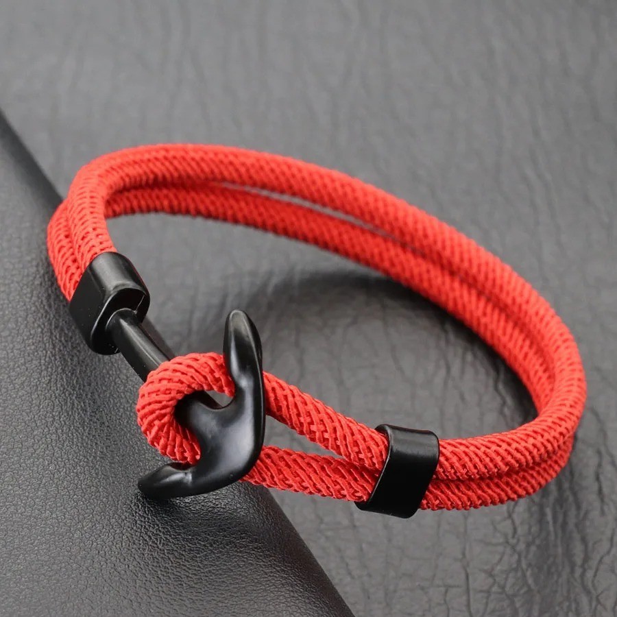 Men Braided Rope Bracelet Anchor Nautical Adjustable 4mm Cord Clasp Handcrafted