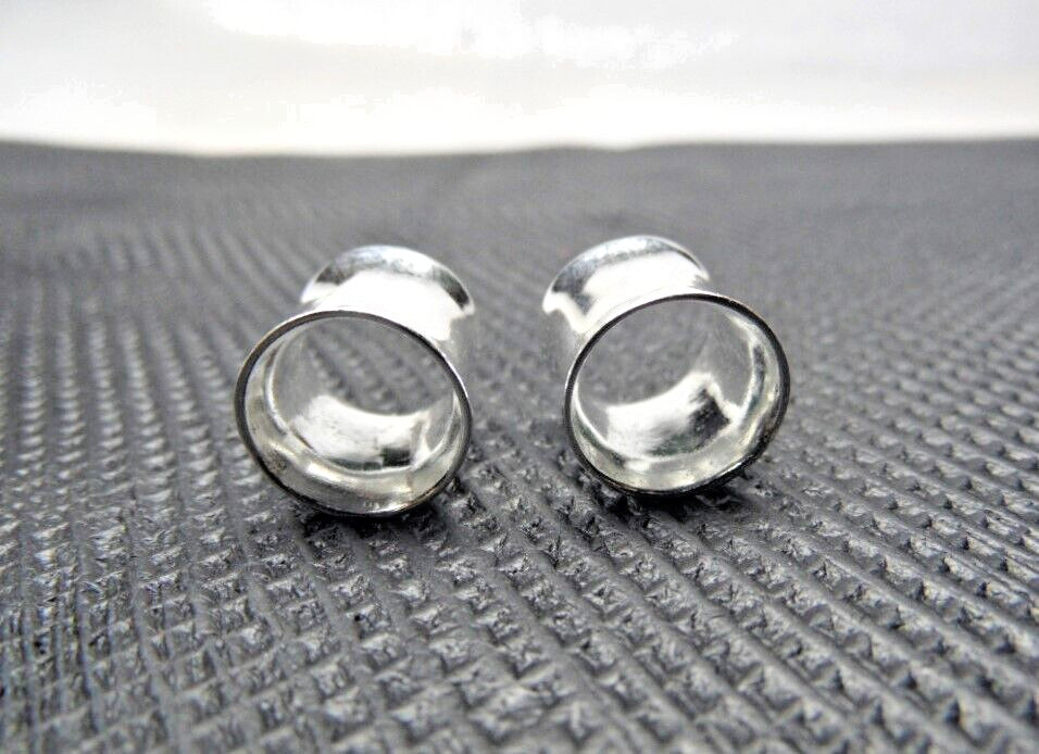 Sterling Silver 925 Earrings, Ear Tunnels and Plugs Gauge Double Flare