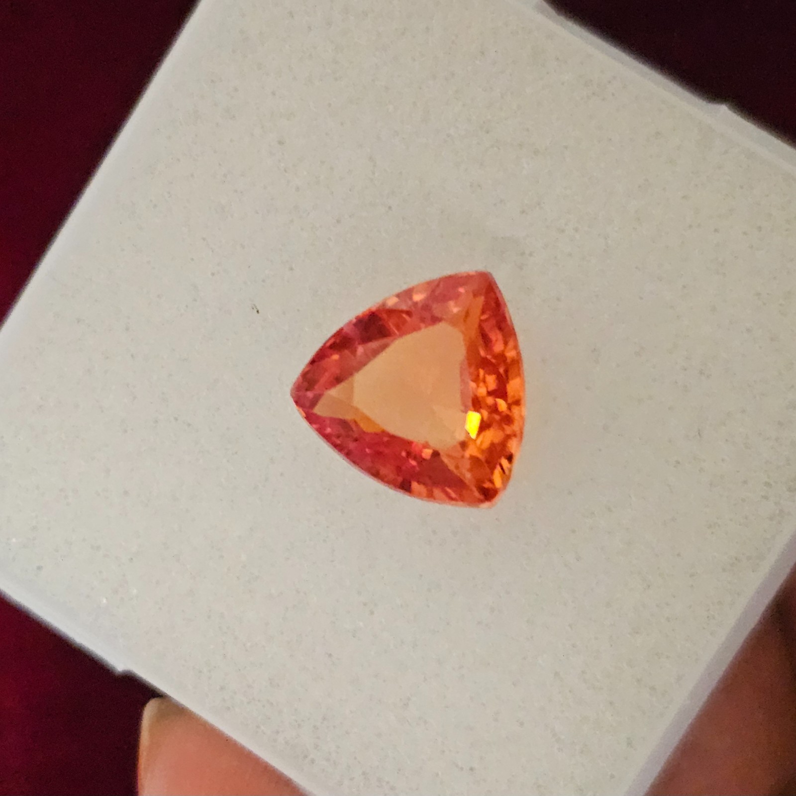2 Pcs 14.40 Ct each Lab Created Orange Sapphire Trillion Cut Loose Gemstone