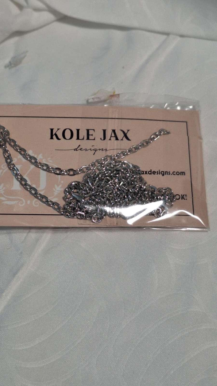 Kole Jax Designs Silver Tone Oval Rhinestone Pendant Purple Charm Cable Necklace
