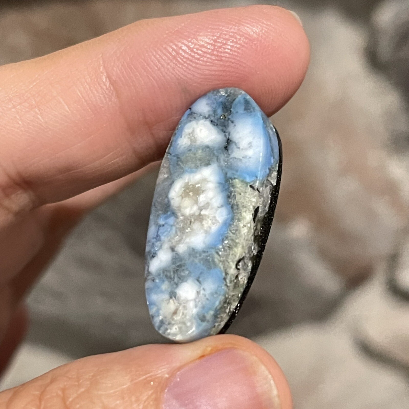 22.4ct 30.6×13.2x7mm White River Stone Lavender Opal Hubei Turquoise Cabochon
