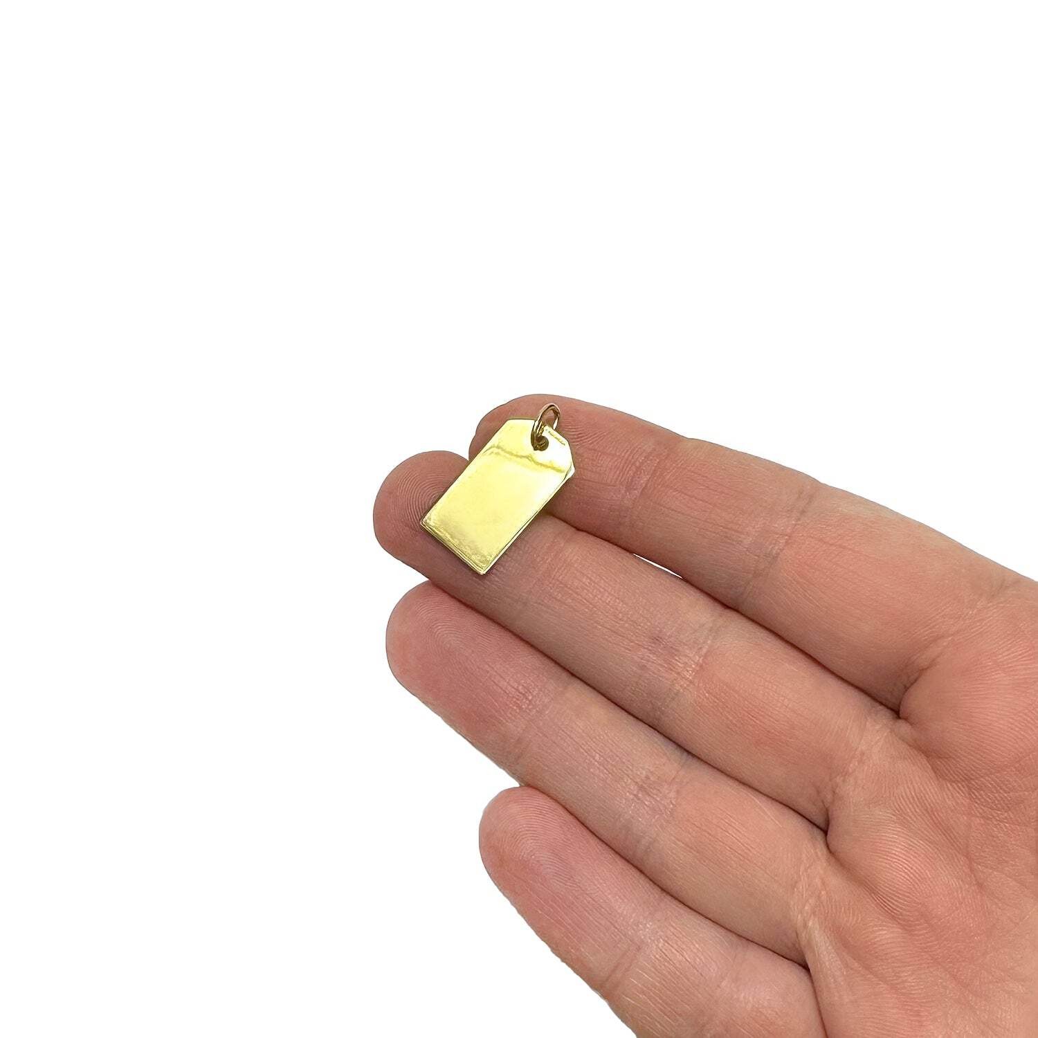 Engravable 14K Gold Yellow White Personalized Dog Tag Pendant 1″
