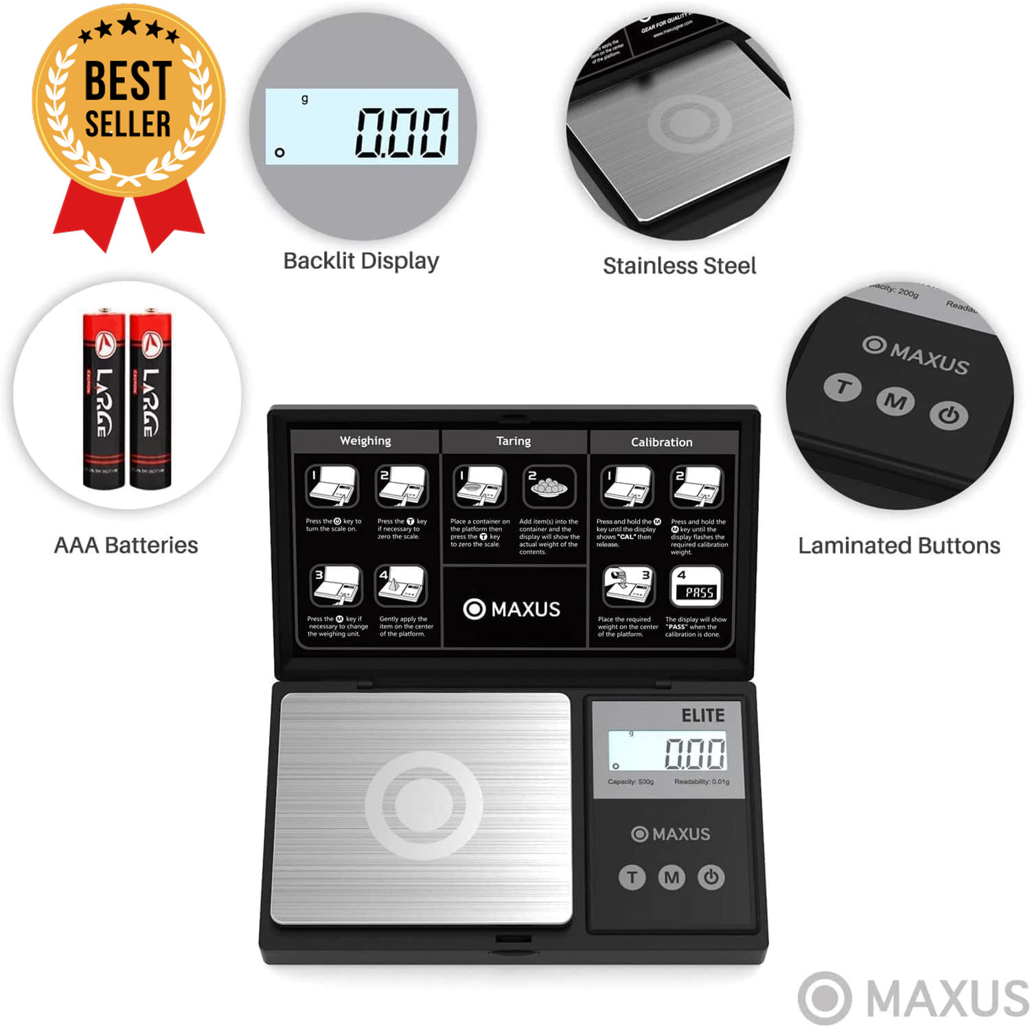 500g Digital Gram Scale – Pocket Size, Tare Function, High Precision