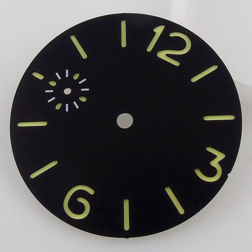 35.6mm Black Watch Dial Face Spare Part Fit ETA6497 ST3600 Hand Winding Movement