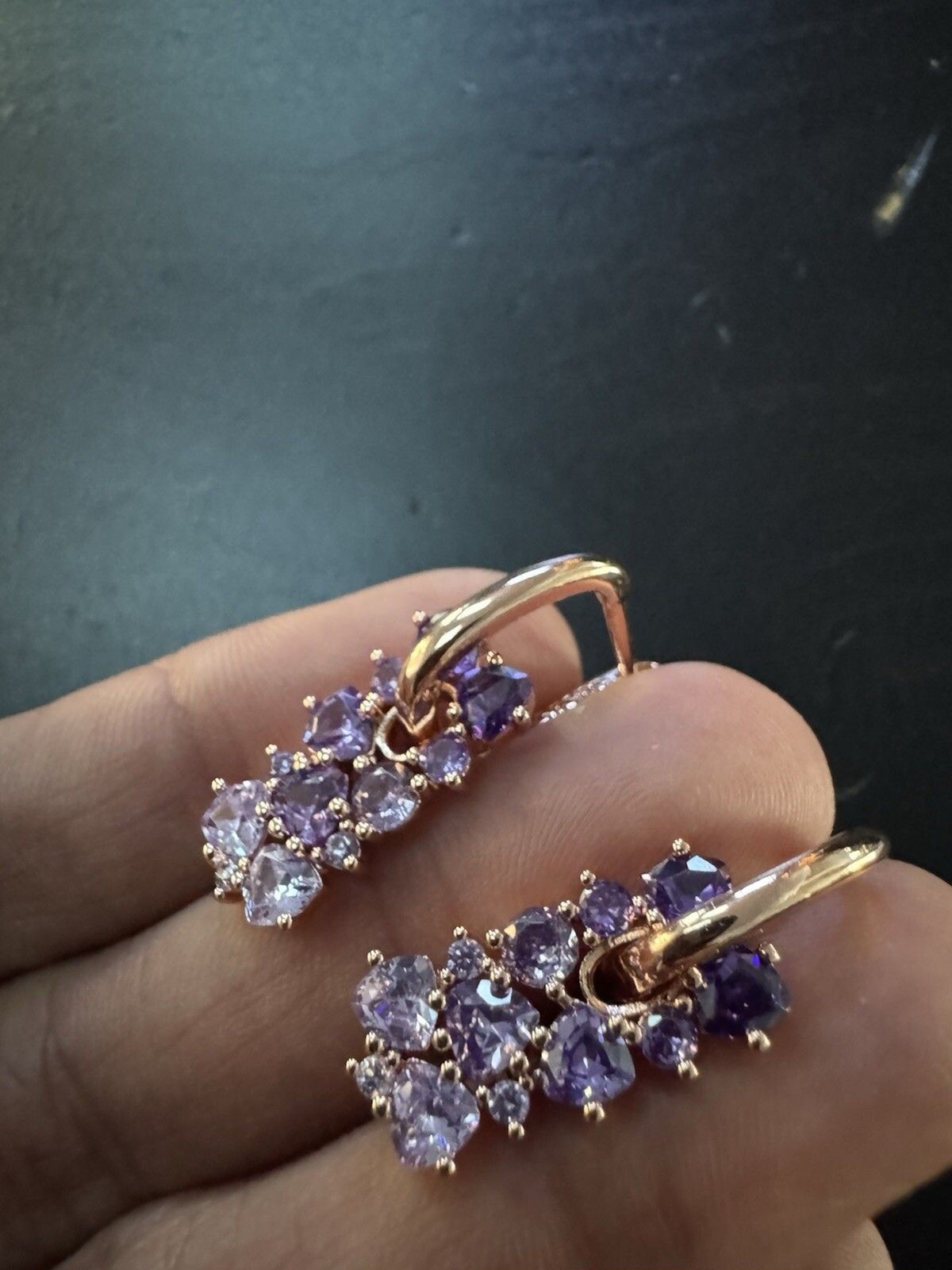 585 14K RG Rose Gold Stamped Allure Ombré Amethyst Stud Earrings