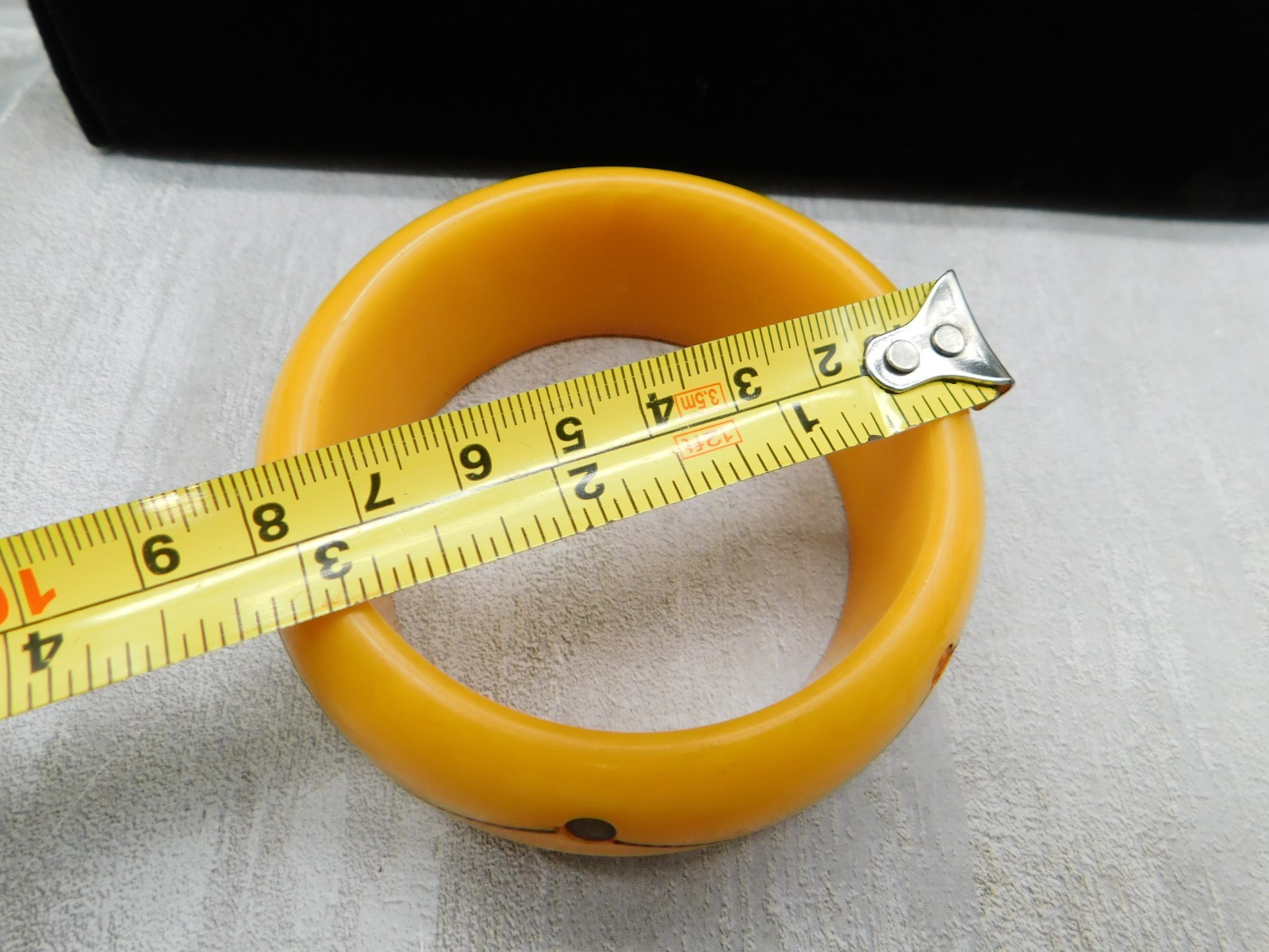1930’s Butterscotch Bakelite Bangle Brass Injection Dot Bracelet