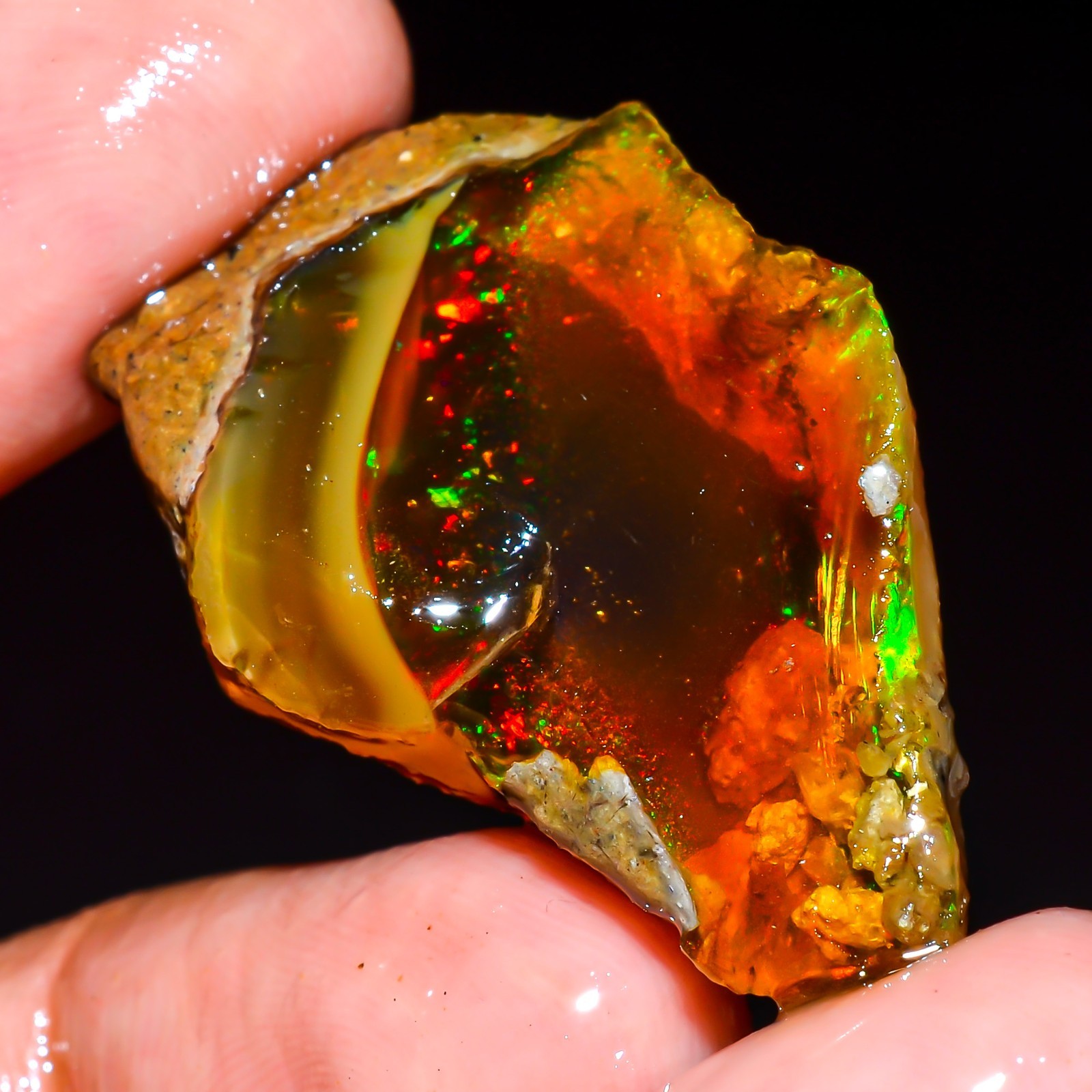 Natural Ethiopian Opal Rough, 30 Ct Welo Fire Opal Gemstone Raw Jewelry L414