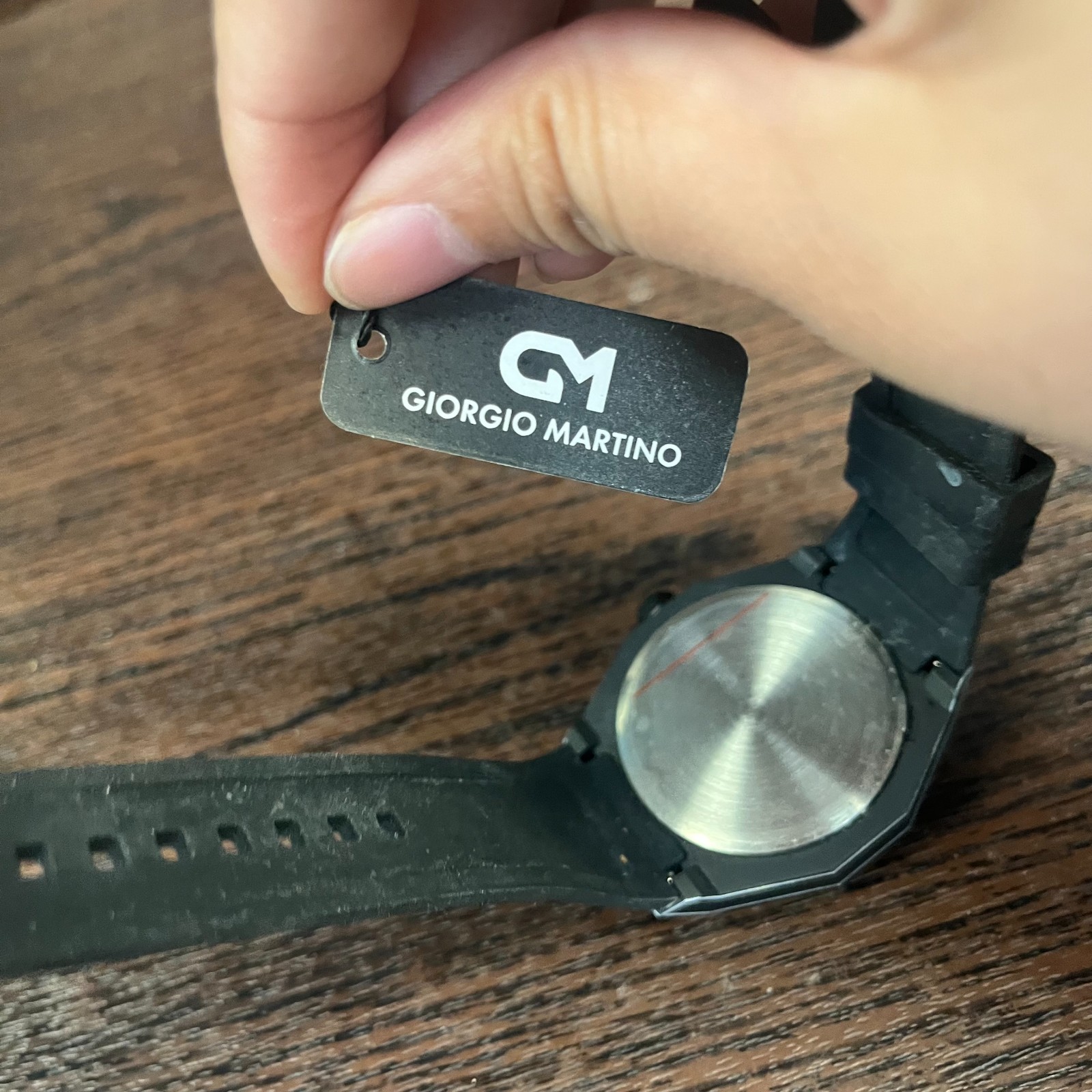 GIORGIO MARTINO Unisex Black Outline Watch Unique Octagonal Case Silicone Strap
